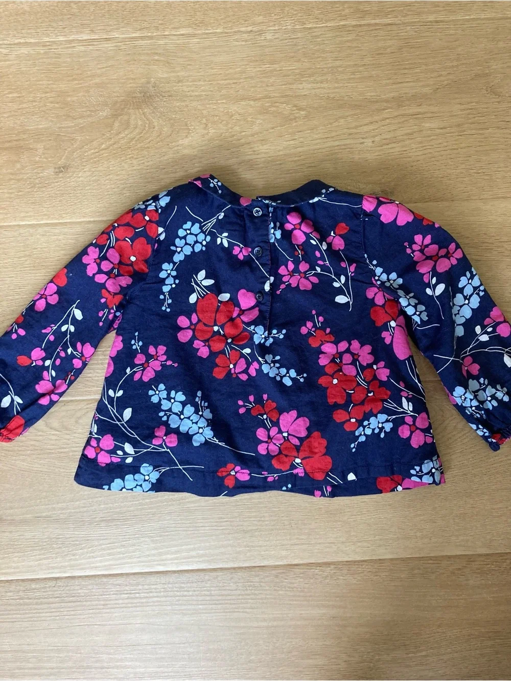 GAP Navy Top with Pink and Red Floral Accents 18-24mo